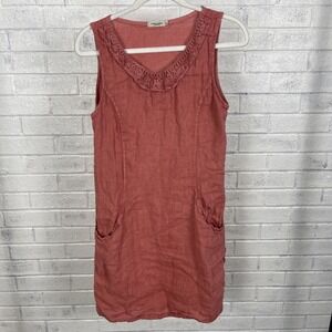 Lungo L'Arno Linen Shift Dress Terracotta Rose Pink Womens M Coastal Travel